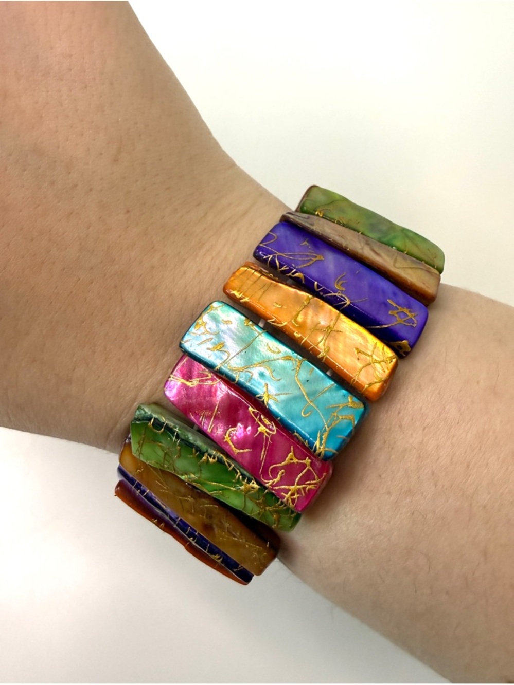 Vintage Colorful Shell Stretch Bracelet